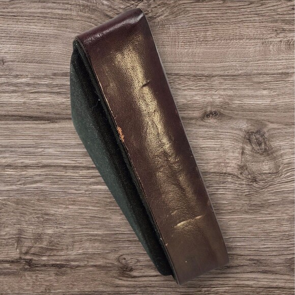 Handmade Leather Triangle Trinket Jewelry Box Woven Lid Indonesia 5" Gift - Picture 4 of 9